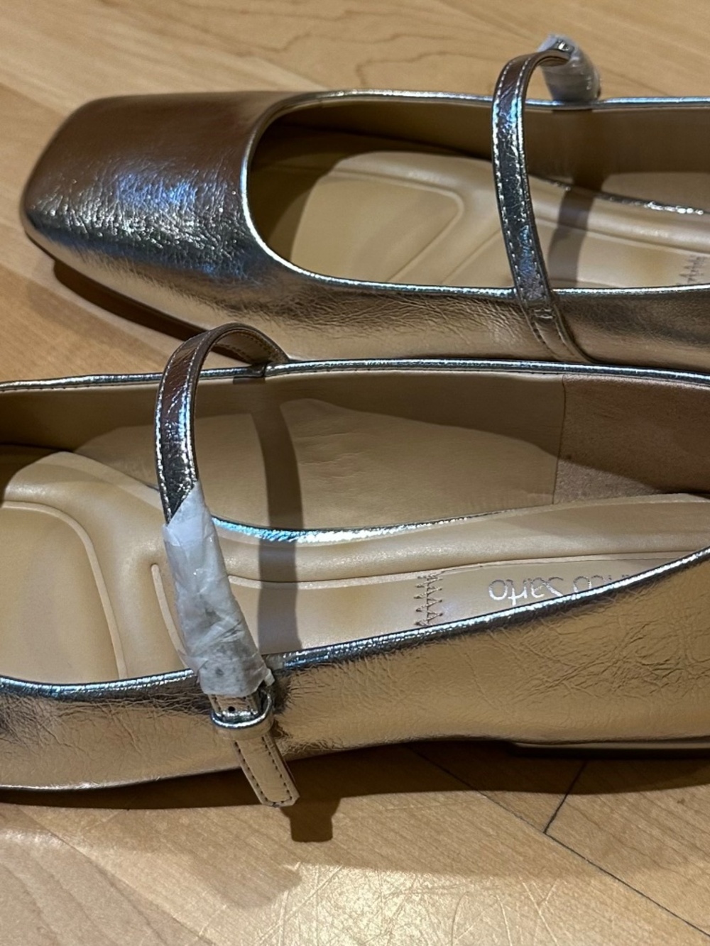 Franco Sarto Tinsley Square Toe Mary Jane Flats Silver Size 8M - Picture 9 of 11